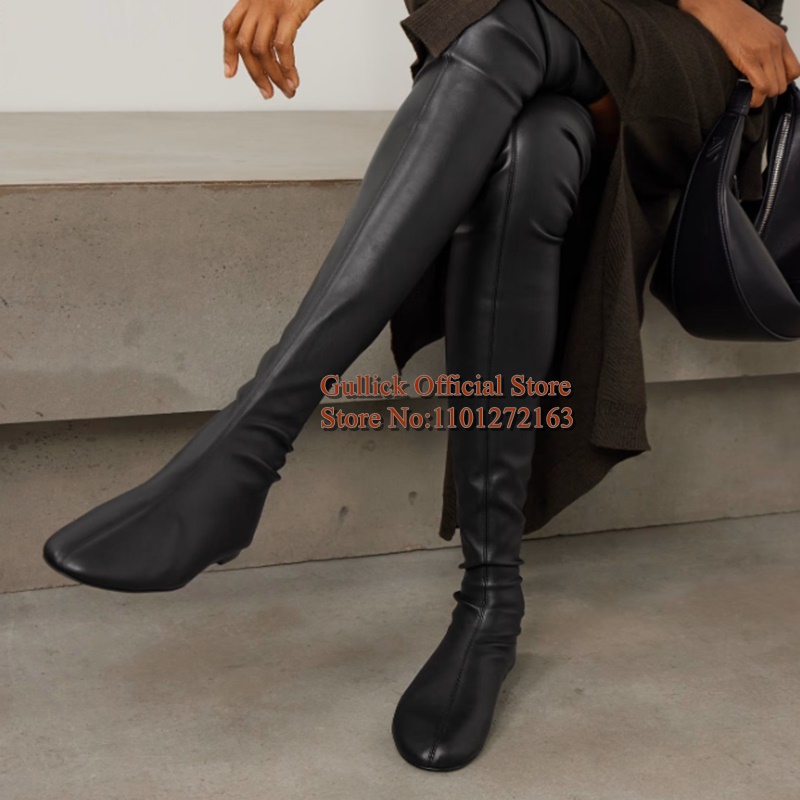 Brown Soft Stretch Faux Leathe - Boot Sock Slouchy recension och pris