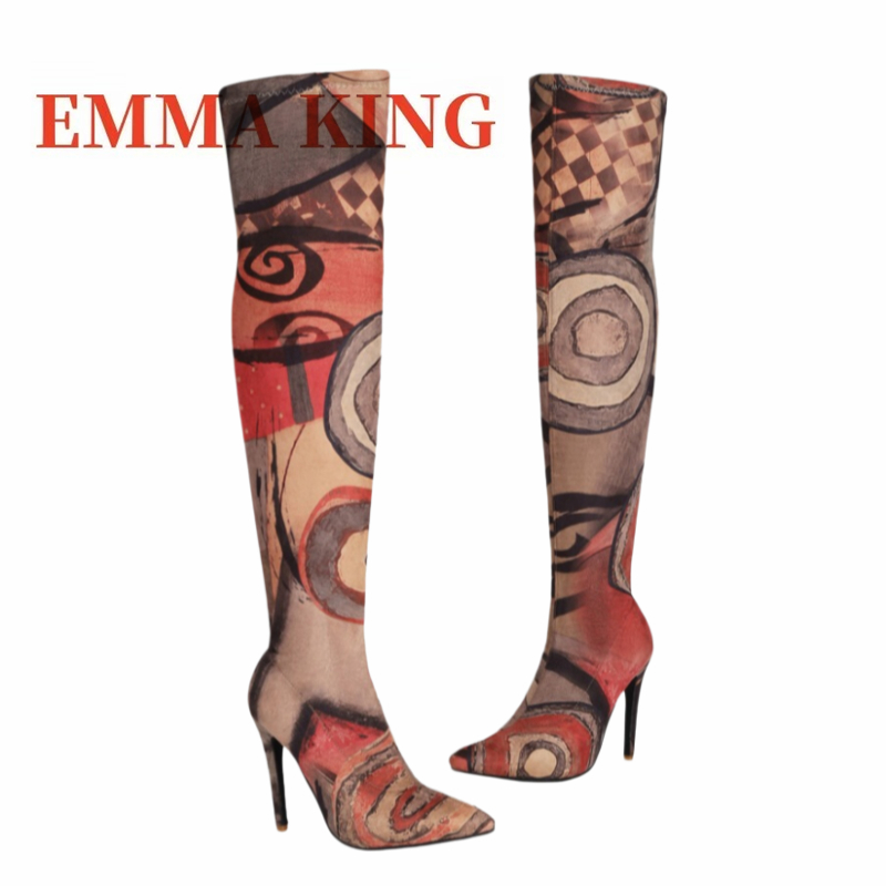 Women's Art Print Thigh High B - No Show Sock Women recension och pris
