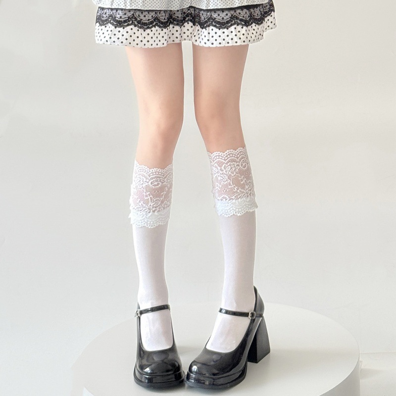 Spring Autumn White Lace Ruffl - Boot Sock Slouchy recension och pris